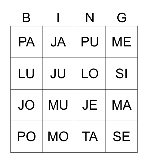 SLABIKY Bingo Card