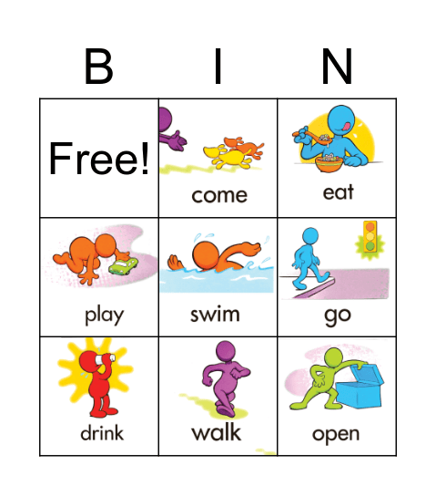 Action Verbs Bingo Card