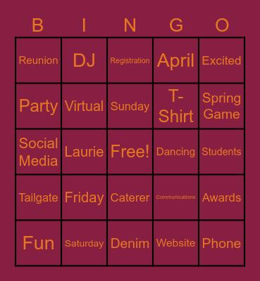 BAR BINGO Card