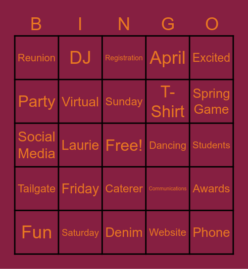 BAR BINGO Card