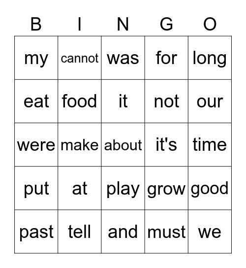 Bingo 1/26 Bingo Card