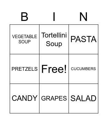 Whats Momma Eating Bingo Card