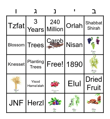 Tu Bishvat2 Bingo Card