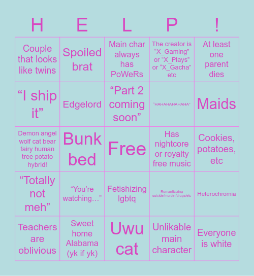 Gacha mini movie bingo Card