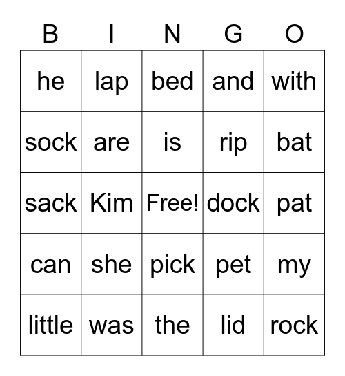 U6 W2 Bingo Card