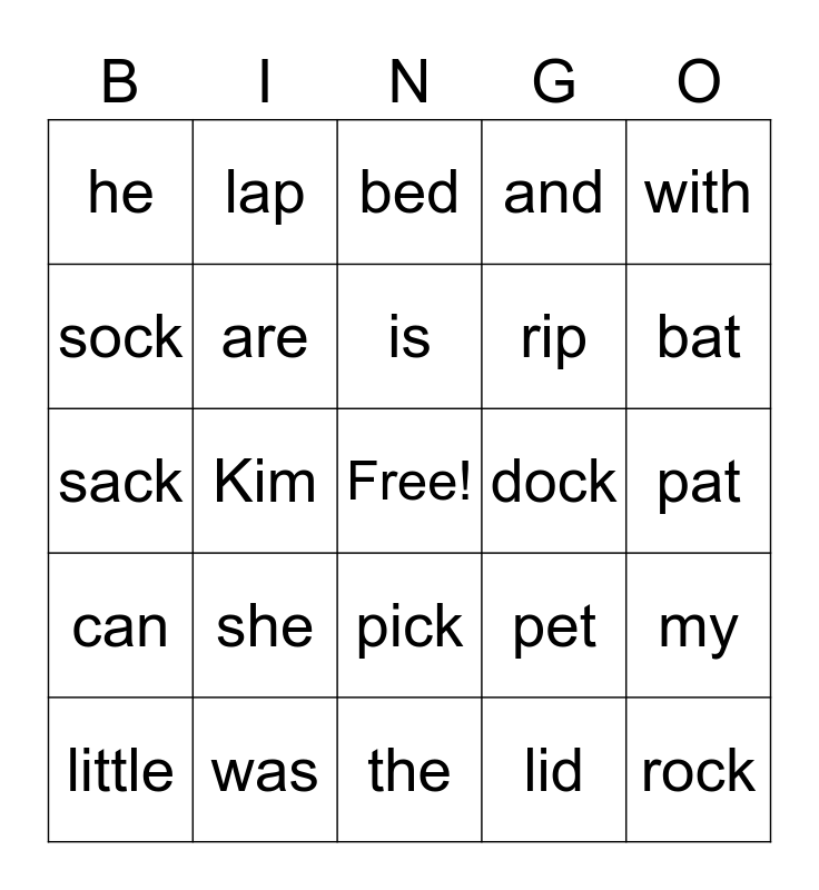 U6 W2 Bingo Card