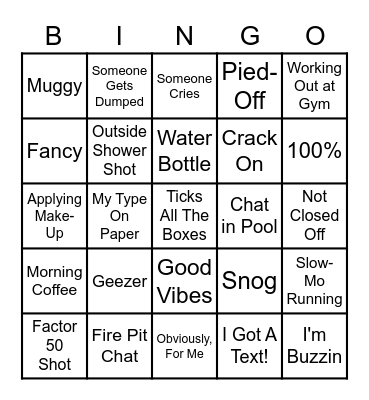 Love Island Bingo Card