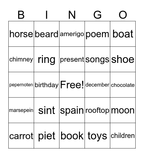 sinterklaas bingo Card