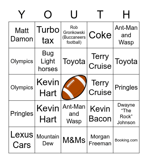 Super Bowl Commercial Bingo Card