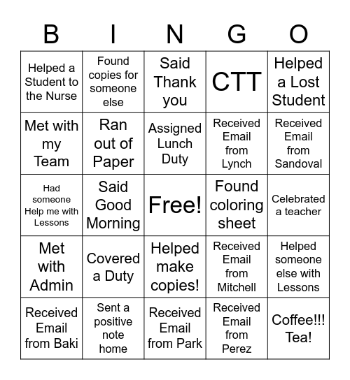 Untitled Bingo Card