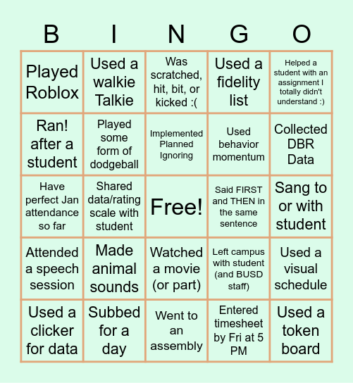 SPG School R/BT BINGO! Bingo Card