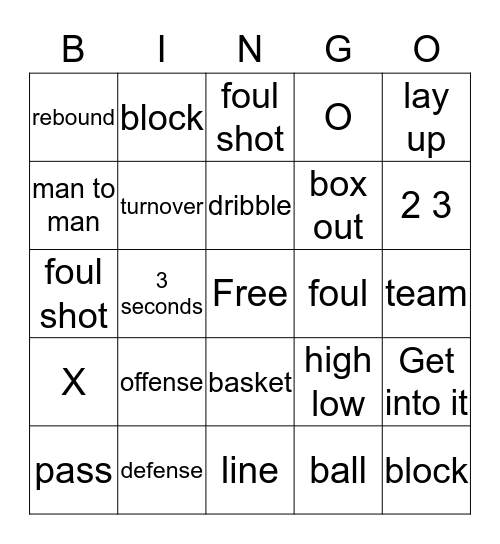 Basketball Bingo Card