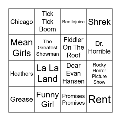A Musical! Bingo Card