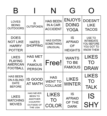 FIND SOMEONE WHO... Bingo Card