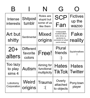 How similar are you to the Henries Bingo Card