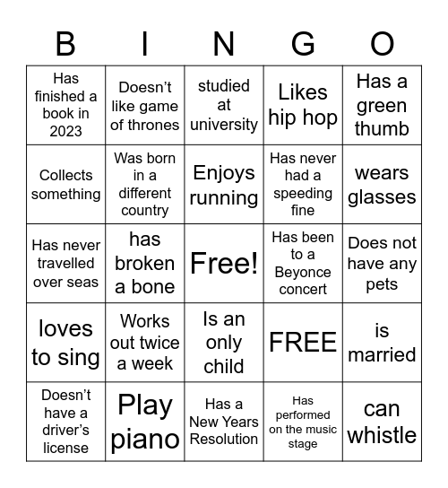 Untitled Bingo Card