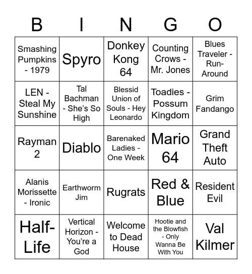 Jan. 25th - Round 1 Bingo Card