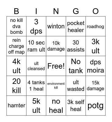 Open Queue Bingo Card