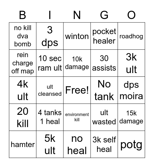 Open Queue Bingo Card