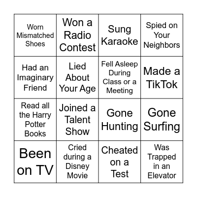 Have You Ever Bingo Card