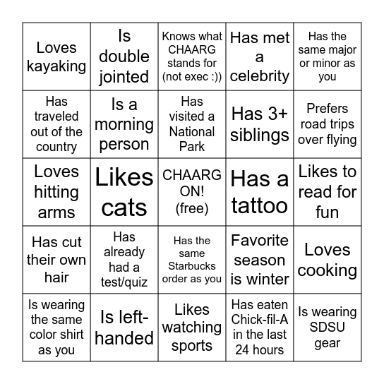 Find Someone Who... Bingo Card