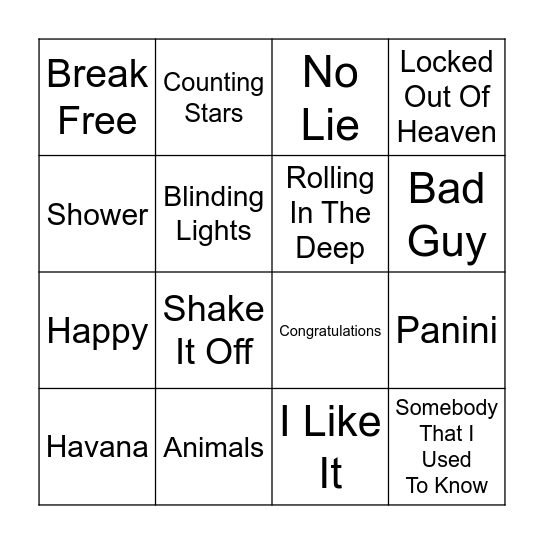 2010s Speedy Pop Bingo Card