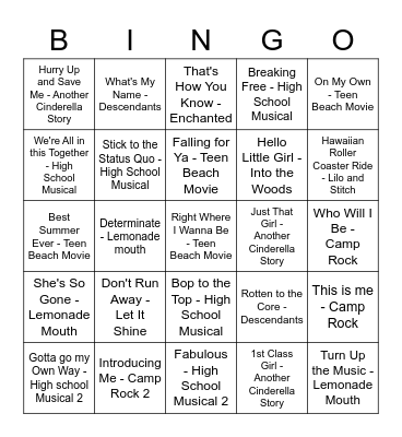 Disney  Bingo Card