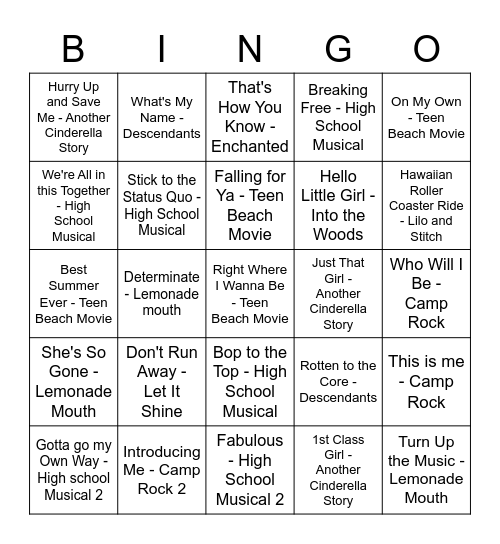 Disney  Bingo Card