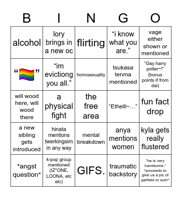 unofficial cast bingo Card