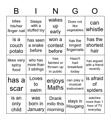 Symphonic Band 2023 January Bingo Card