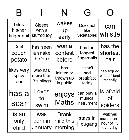 Symphonic Band 2023 January Bingo Card