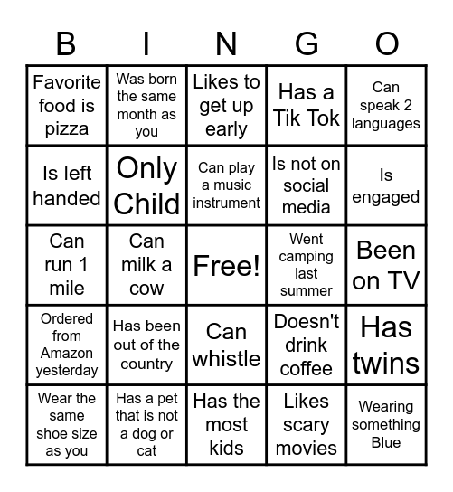 Find the Person Who... Bingo Card