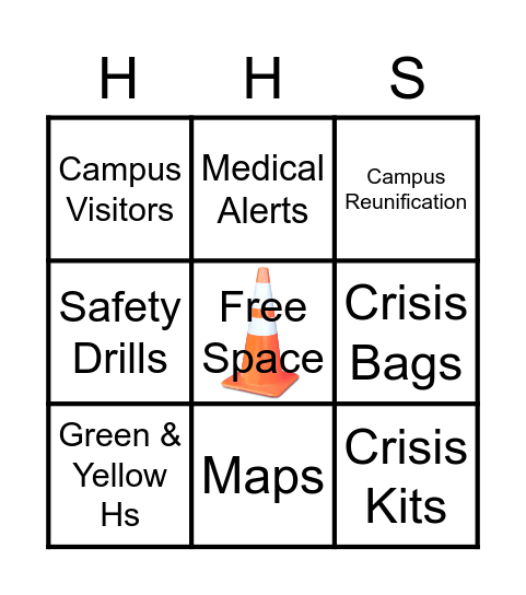 Henrico High School Safety Bingo Card