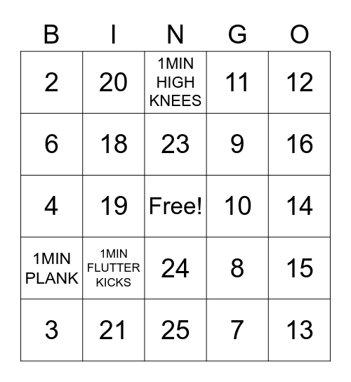 PT Bingo Card