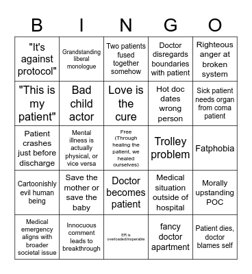 Medical drama bingo Card