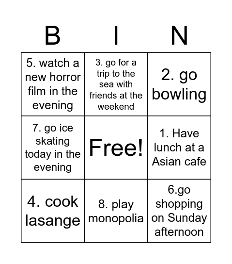 Untitled Bingo Card