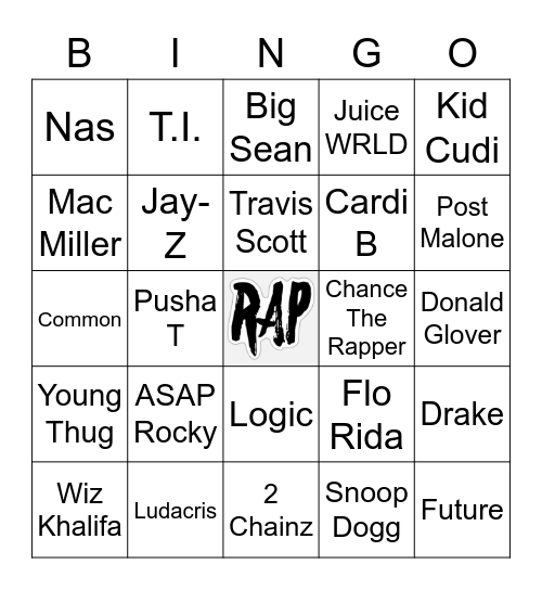 Rappers Bingo Card