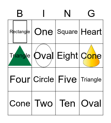 Numbers and Shapes Bingo Card