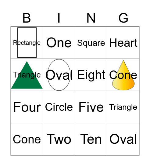 Numbers and Shapes Bingo Card