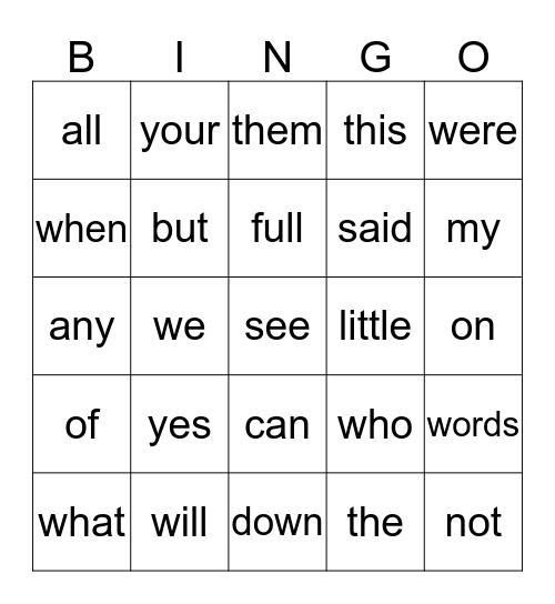 Week 17 Bingo Card