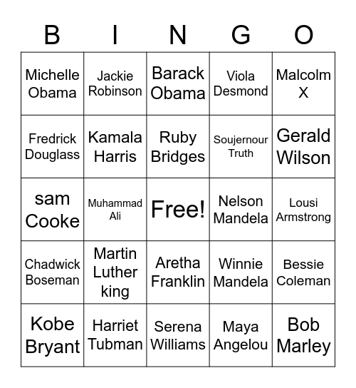 BLACK HISTORY MONTH Bingo Card