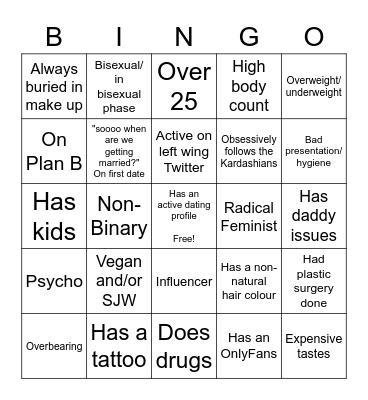 Red flag bingo Card