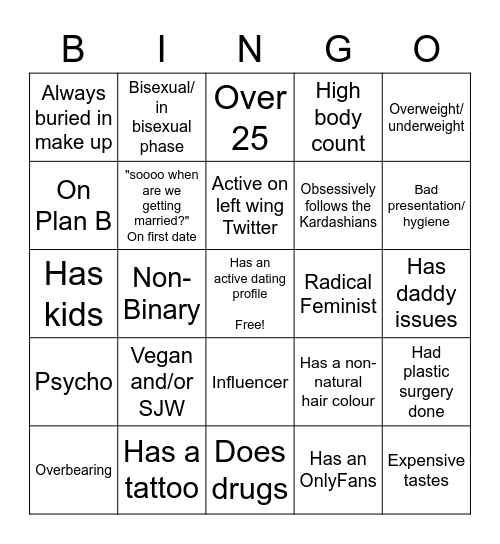 Red flag bingo Card