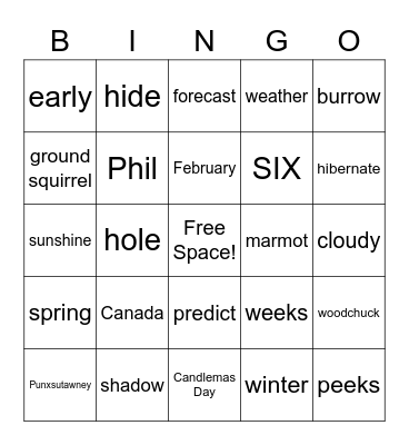 Groundhog Bingo Card