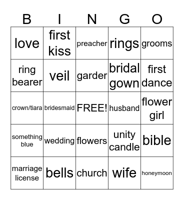 Ashley's Bridal Shower Bingo Cards! Bingo Card