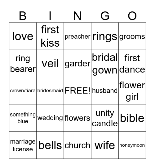 Ashley's Bridal Shower Bingo Cards! Bingo Card
