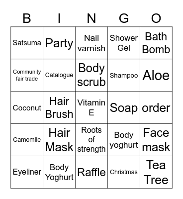 Body Shop Bingo Card