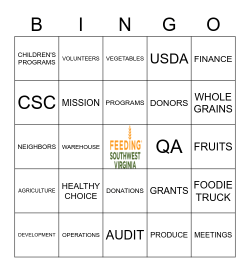 FEEDING SWVA Bingo Card