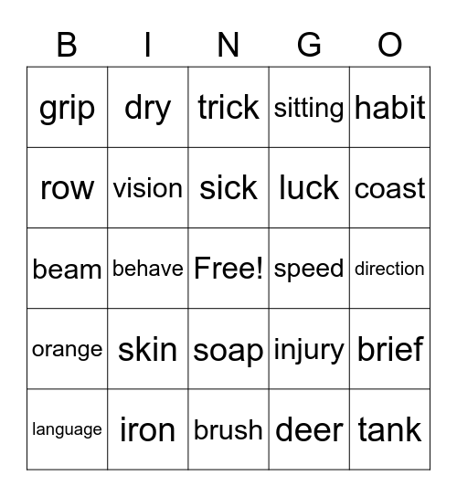 List 1 Bingo Card