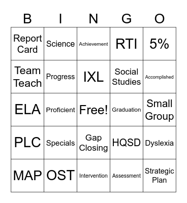 Academics Bingo Card